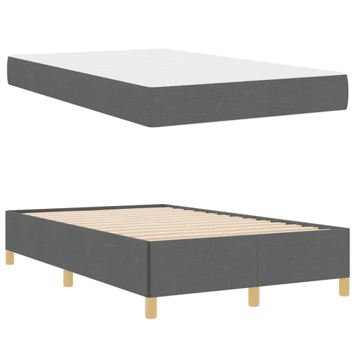 Estrutura da Cama de casal moderno com colchão Cinza Escuro 120 x 200 cm tecido