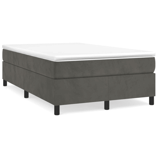 Estrutura de Cama de casal moderno com molas 120x200 cm veludo cinzento-escuro