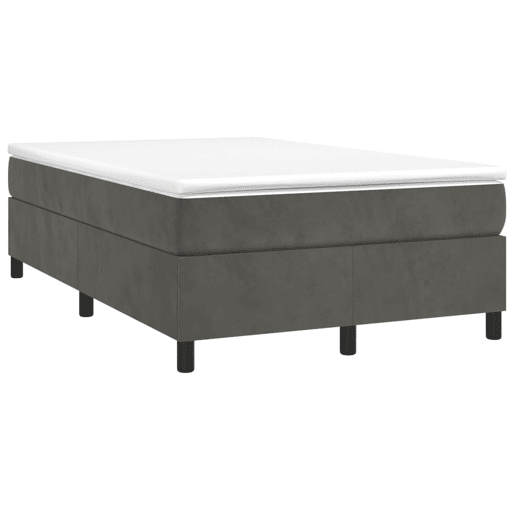 Estrutura de Cama de casal moderno com molas 120x200 cm veludo cinzento-escuro