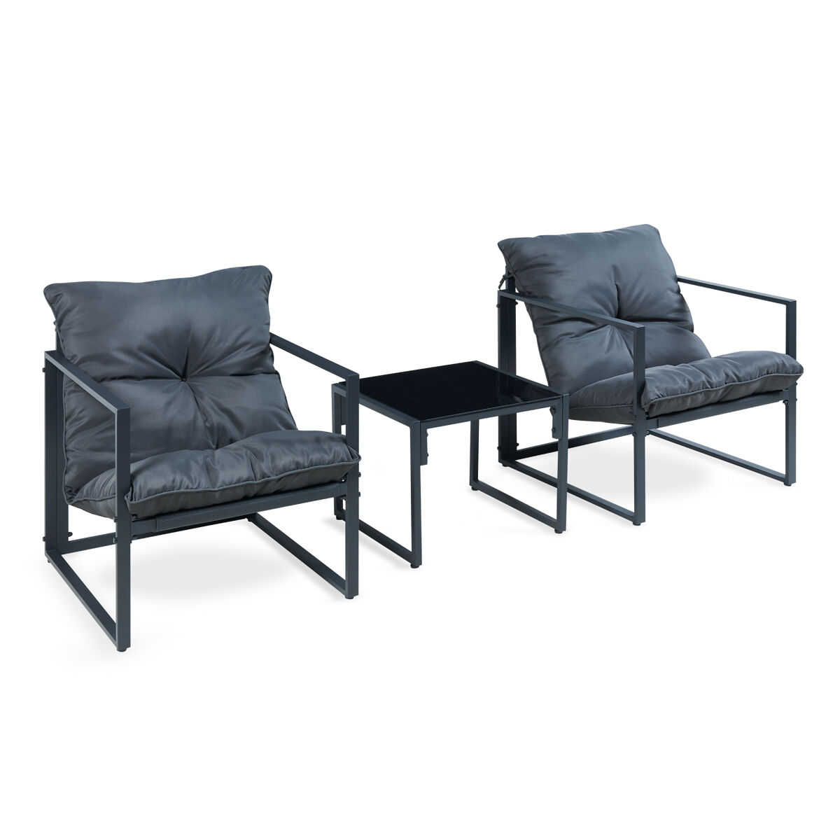 Conjunto de muebles de jardín Karg mesa + 2 sillones casa.pro Gris Oscuro