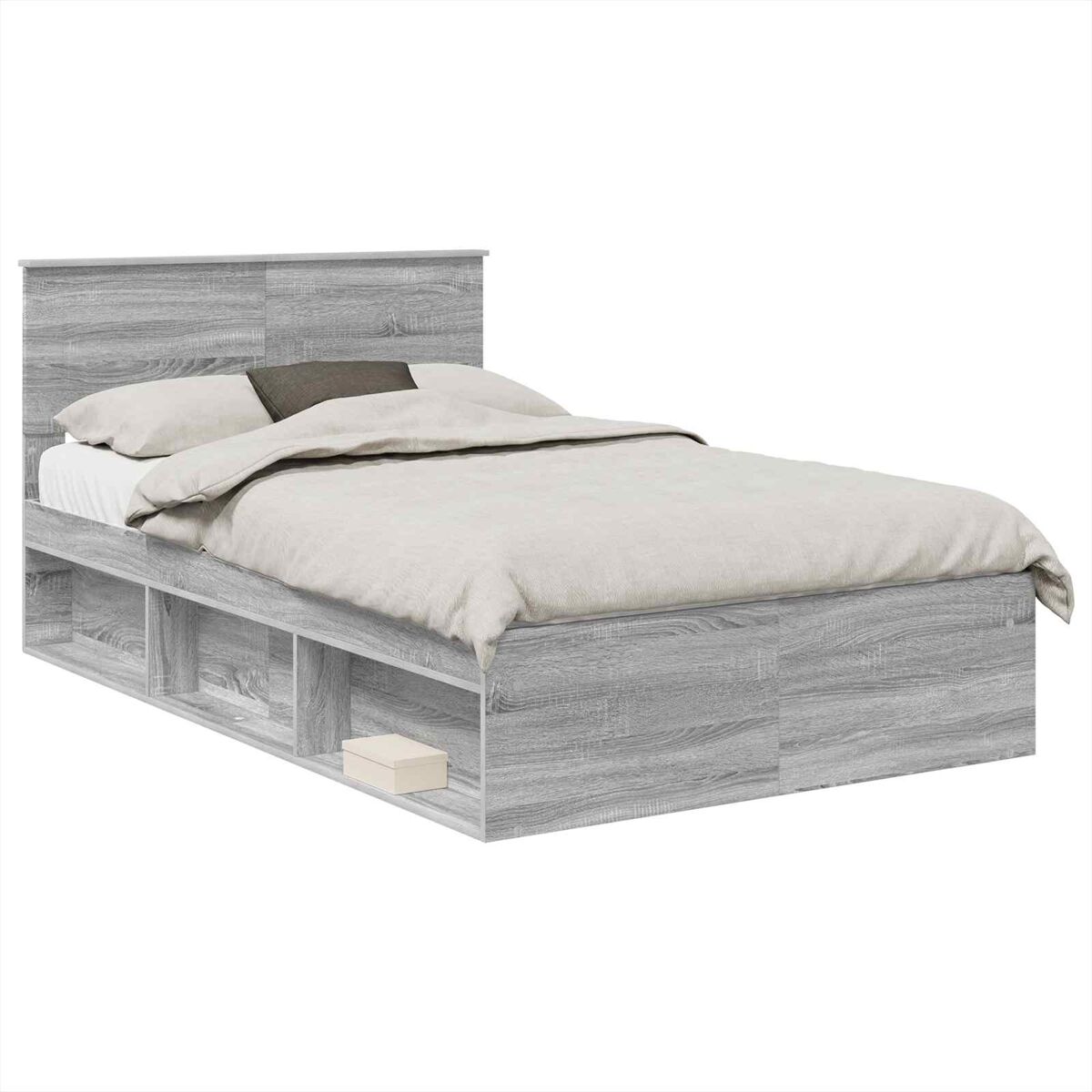 Estructura de cama 123x200 Roble/ Gris