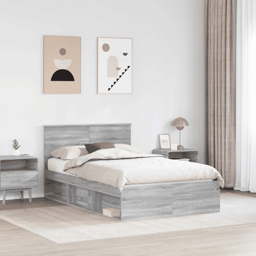Estrutura De Cama De Casal Moderno - Cinza Sonoma 120 x 190 cm Madeira processada