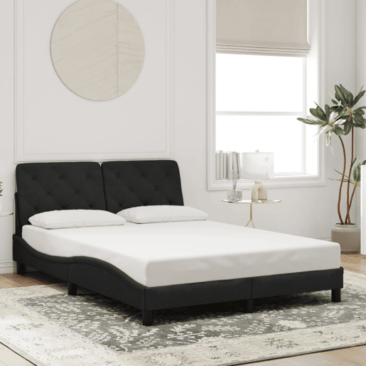 Estrutura de Cama de casal moderno com LED sem colchão 120x200 cm veludo preto