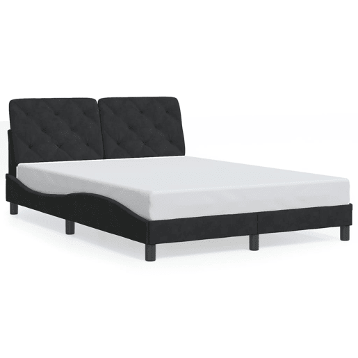 Estrutura de Cama de casal moderno com LED sem colchão 120x200 cm veludo preto