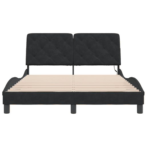 Estrutura de Cama de casal moderno com LED sem colchão 120x200 cm veludo preto
