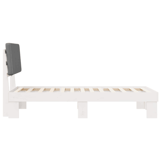 Estrutura de cama de solteiro simple com Cabeceira Estofada Cinzento-claro