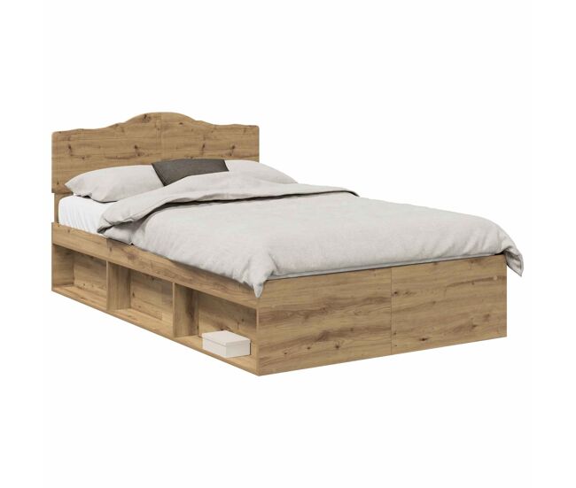 Estructura de cama matrimonial estilo con cabecera roble artesanal 120 x 190 cm