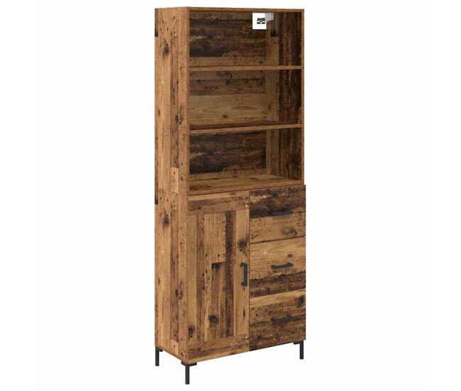 Aparador alto - mueble de almacenamiento con cajón madera vieja 69,5 x 34 x 180 cm es406