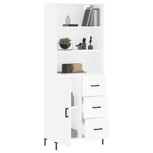 Armário alto - Bufete - Móvel de apoio 69,5x34x180 cm derivados de madeira branco pt645