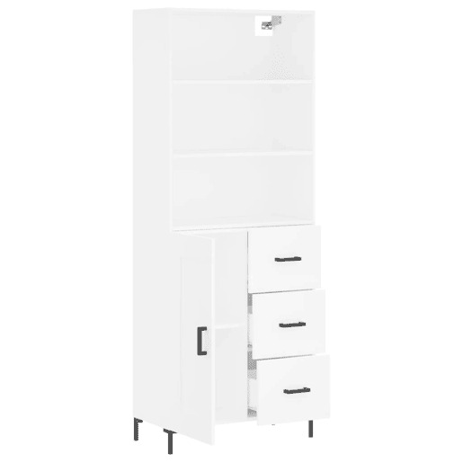 Armário alto - Bufete - Móvel de apoio 69,5x34x180 cm derivados de madeira branco pt645