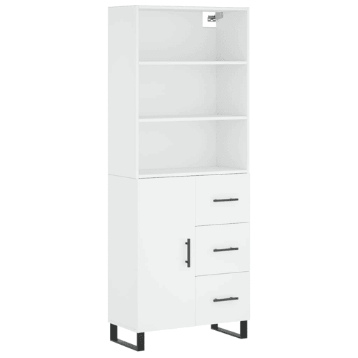 Armário alto - Bufete - Móvel de apoio 69,5x34x180 cm derivados de madeira branco pt635