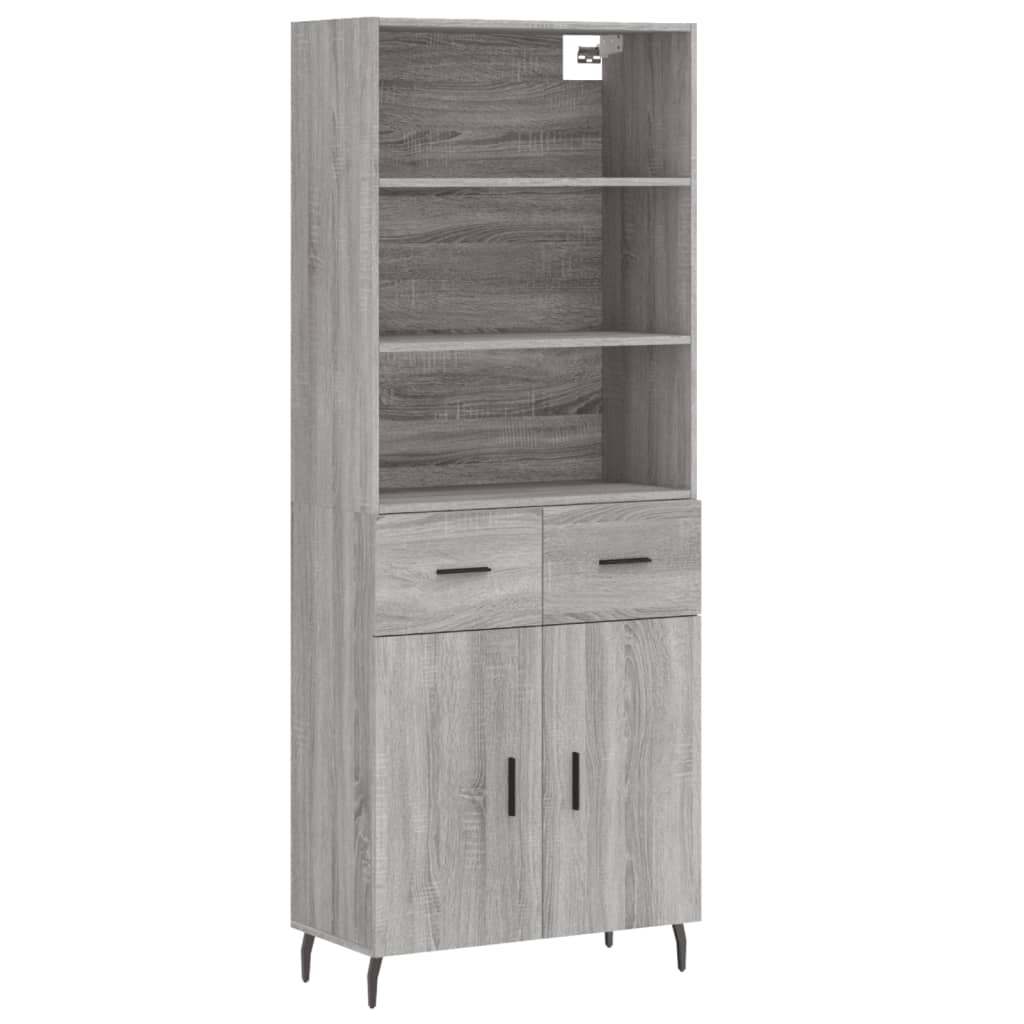 Aparador alto - Mueble de almacenamiento 69 Roble/ Gris