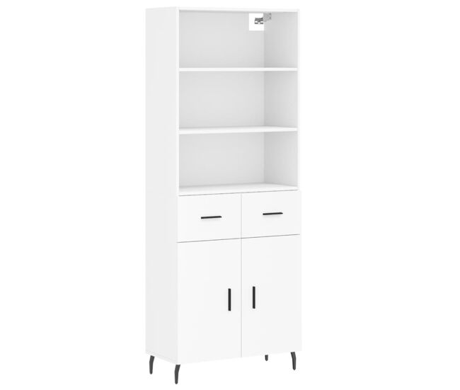 Aparador alto - mueble de almacenamiento madera contrachapada blanco 69,5x34x180 cm es746