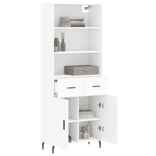 Armário alto - Bufete - Móvel de apoio 69,5x34x180 cm derivados de madeira branco pt746