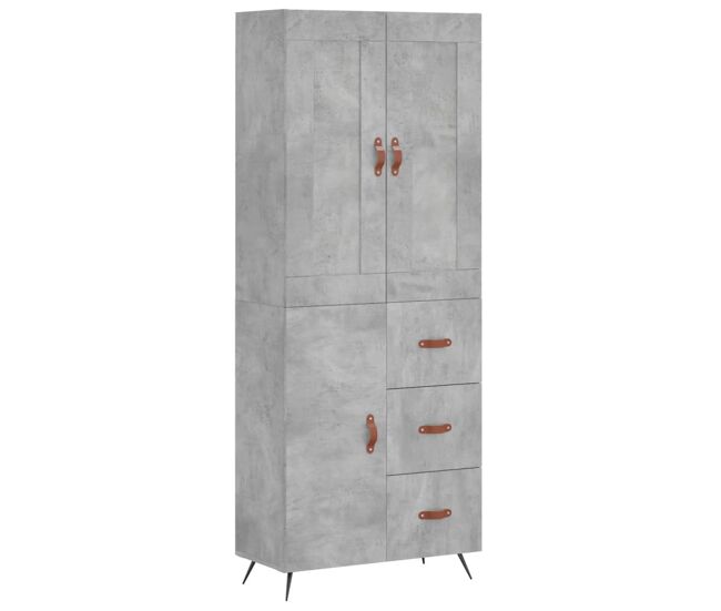 Aparador alto - mueble de almacenamiento madera contrachapada gris hormigón 69,5x34x180 cm es967