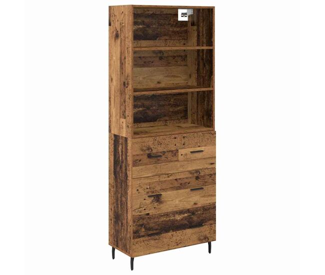 Aparador alto - mueble de almacenamiento 2 pcs madera envejecida madera de ingeniería es150