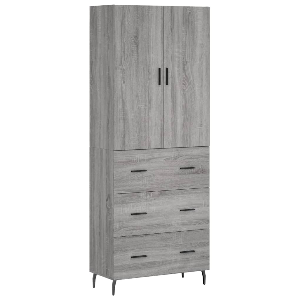 Aparador alto - Mueble de almacenamiento 69 Roble/ Gris