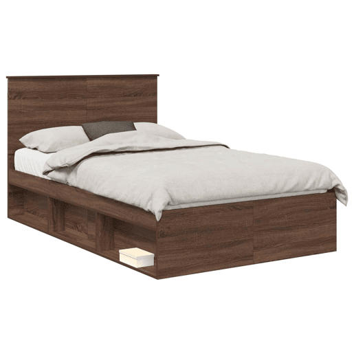 Estrutura da Cama de casal moderno com cabeceira Carvalho Marrom 120 x 200 cm