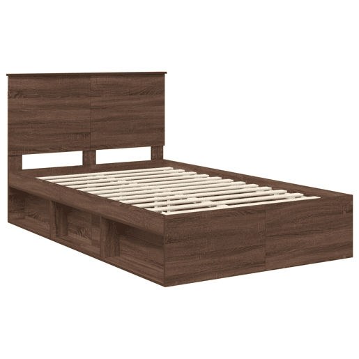Estrutura da Cama de casal moderno com cabeceira Carvalho Marrom 120 x 200 cm