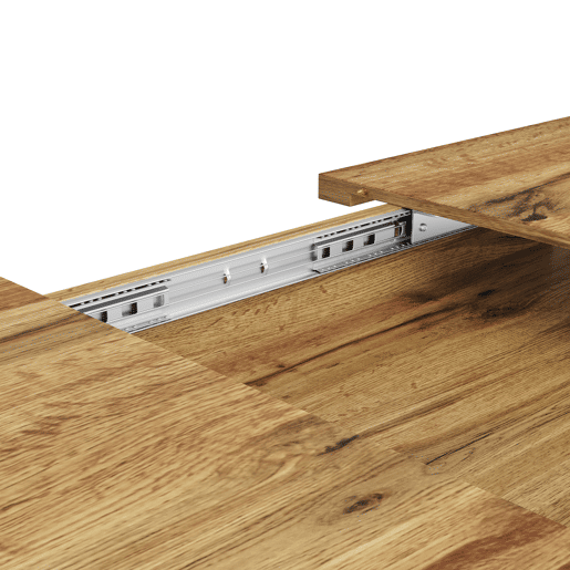 Mesa extensível 120 (160) x 80 cm - Mesa de cozinha, mesa de pequeno-almoço, pernas em forma de estrela, pernas em ferro preto, tampo em nogueiraimitação mármore