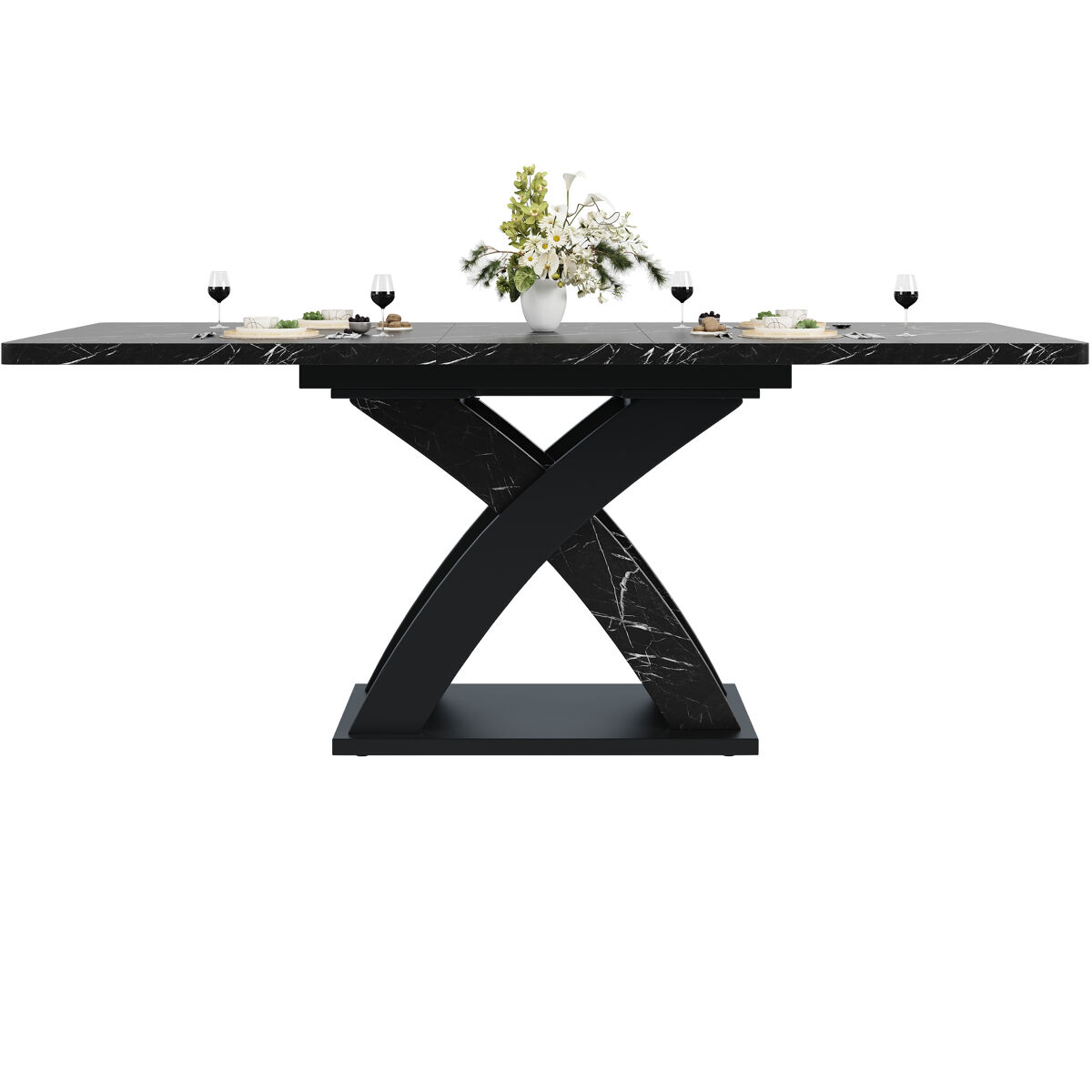 mesa extensible 120-160 cm - mesa de comedor mesa de cocina mesa de balcon madera para 6 personas - negro