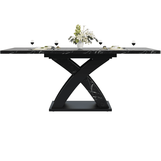 Mesa extensível 120-160 cm - Mesa de jantar, mesa de cozinha, mesa de varanda, madeira, para 6 pessoas - Preto