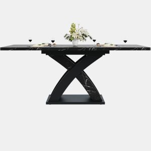 Mesa extensível 120-160 cm - Mesa de jantar, mesa de cozinha, mesa de varanda, madeira, para 6 pessoas - Preto