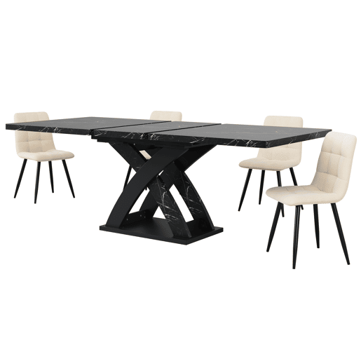 Mesa extensível 120-160 cm - Mesa de jantar, mesa de cozinha, mesa de varanda, madeira, para 6 pessoas - Preto