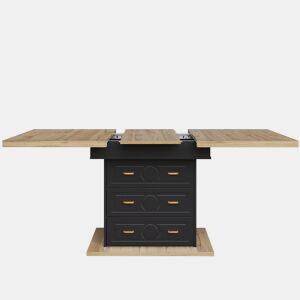 Mesa extensível 110x80x75 cm - Aumento até 140 cm - Para 6 pessoas - Madeira natural