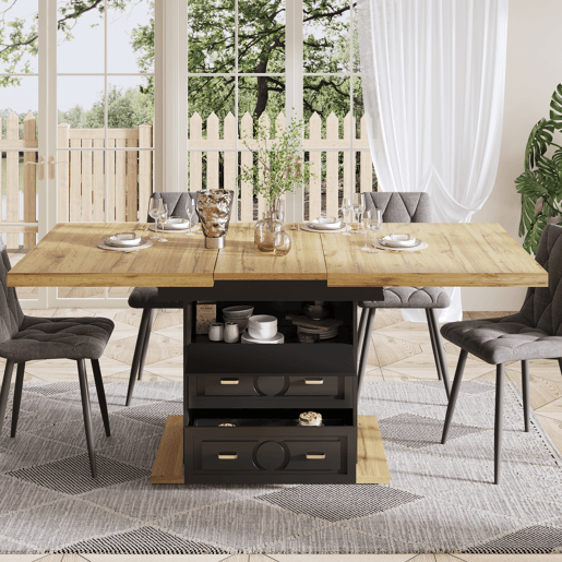 Mesa extensÃvel 110x80x75 cm - Aumento até 140 cm - Para 6 pessoas - Madeira natural Mesa extensÃvel 110x80x75 cm - Aumento até 140 cm - Para 6 pessoas - Madeira natural
