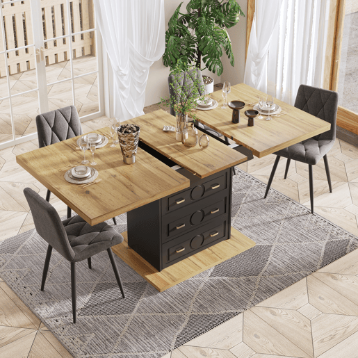 Mesa extensÃvel 110x80x75 cm - Aumento até 140 cm - Para 6 pessoas - Madeira natural Mesa extensÃvel 110x80x75 cm - Aumento até 140 cm - Para 6 pessoas - Madeira natural