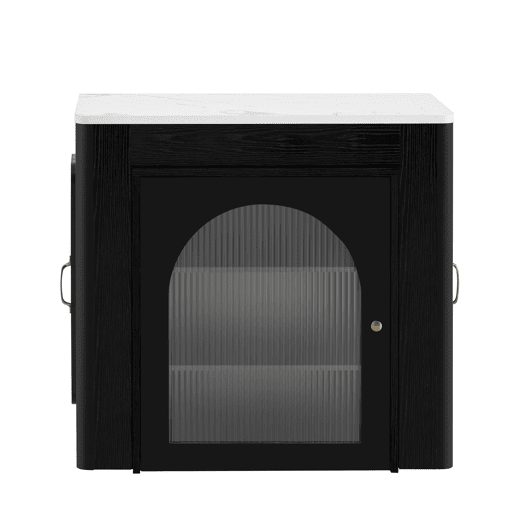 Ilha de cozinha com rodas, mesa de jantar extensível com tampo removível - Carrinho móvel com tomadas - Branco e Preto