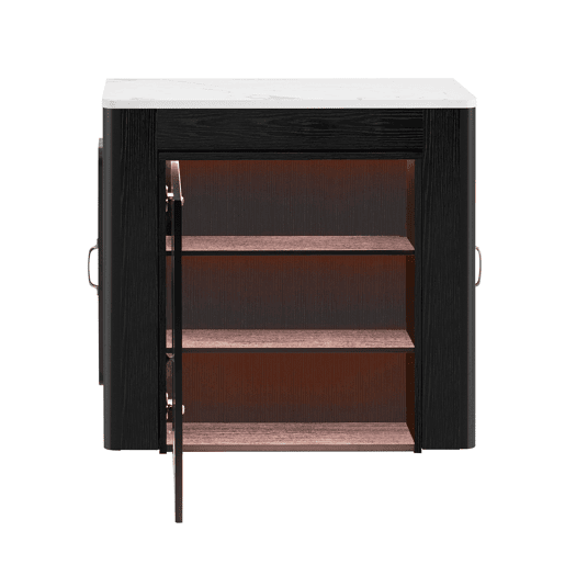 Ilha de cozinha com rodas, mesa de jantar extensível com tampo removível - Carrinho móvel com tomadas - Branco e Preto