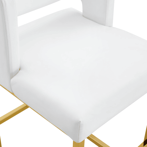 Bancos de bar 2 unidades - estilo nórdico, design quadrado, pernas metálicas douradas - Branco+Dourado