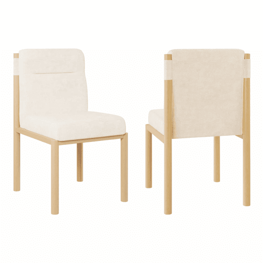 Cadeiras de sala de jantar 2 unidades - Estrutura com efeito carvalho e assento acolchoado espesso, Sherpa moderno - Bege