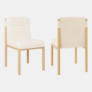 Cadeiras de sala de jantar 2 unidades - Estrutura com efeito carvalho e assento acolchoado espesso, Sherpa moderno - Bege