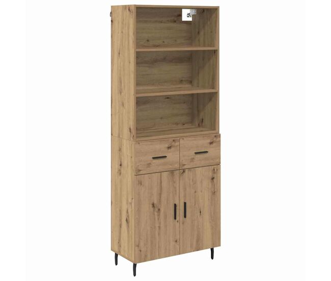 Aparador alto - mueble de almacenamiento con cajón roble artesanal 69,5 x 34 x 180 cm es434