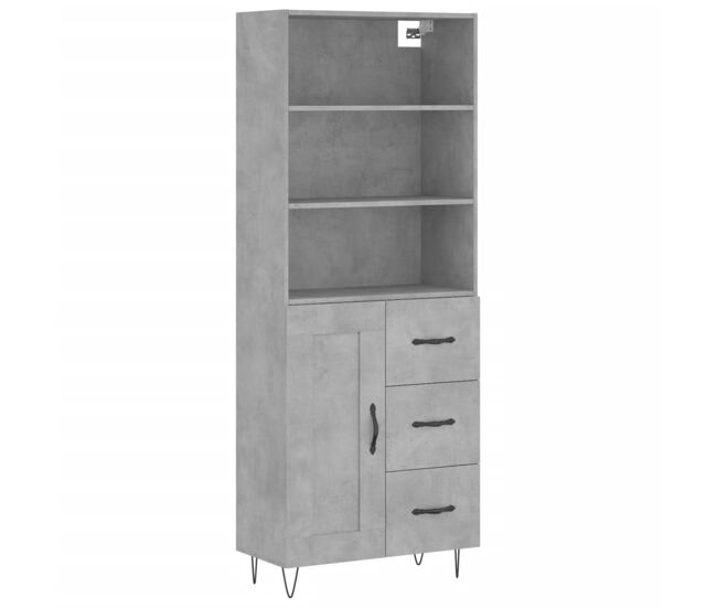 Aparador alto - mueble de almacenamiento madera contrachapada gris hormigón 69,5x34x180 cm es885