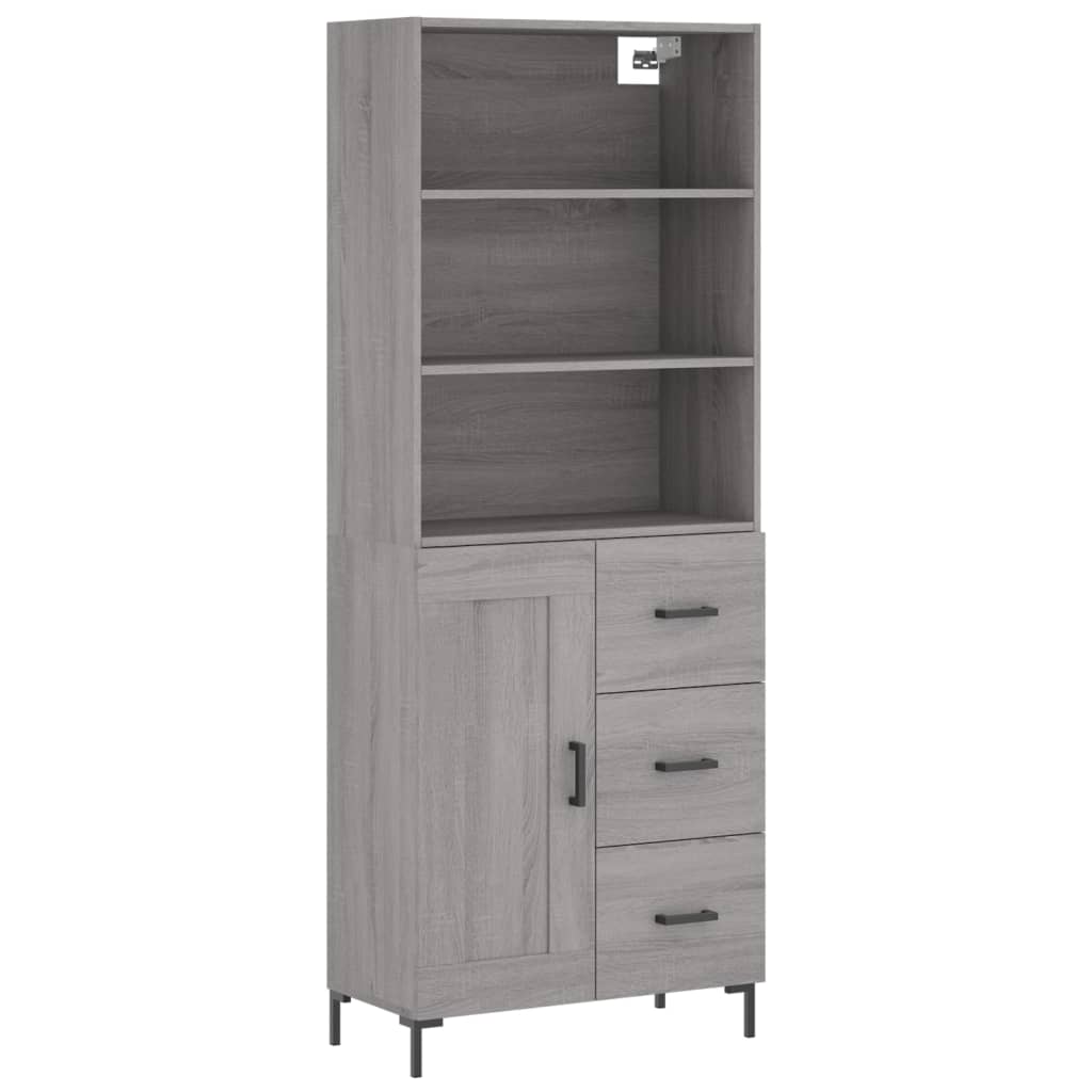 Aparador alto - Mueble de almacenamiento 69 Roble/ Gris