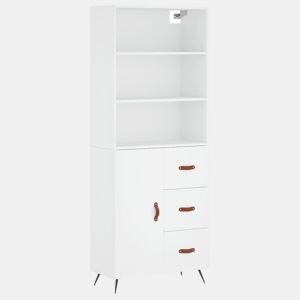 Armário alto - Bufete - Móvel de apoio 69,5x34x180 cm derivados de madeira branco pt633