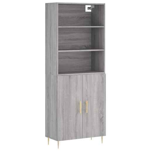 Armário alto - Bufete - Móvel de apoio 69,5x34x180 cm derivados de madeira sonoma cinza pt1056 Armário alto - Bufete - Móvel de apoio 69,5x34x180 cm derivados de madeira sonoma cinza pt1056
