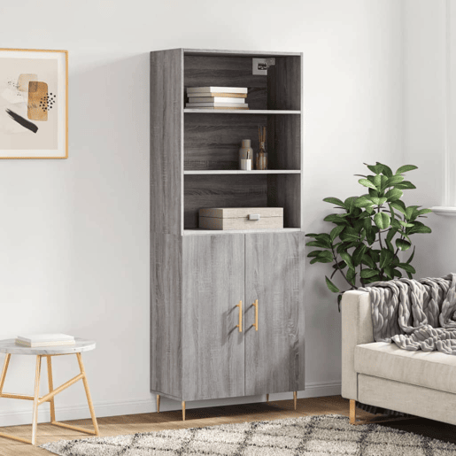 Armário alto - Bufete - Móvel de apoio 69,5x34x180 cm derivados de madeira sonoma cinza pt1056 Armário alto - Bufete - Móvel de apoio 69,5x34x180 cm derivados de madeira sonoma cinza pt1056