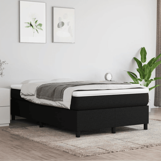 Estrutura de Cama de casal moderno com molas 120x200 cm tecido preto