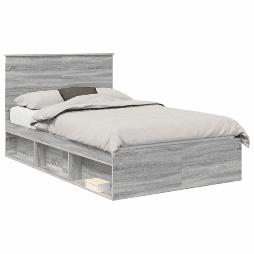 Estrutura da Cama de casal simple com cabeceira Cinza Sonoma 120 x 200 cm