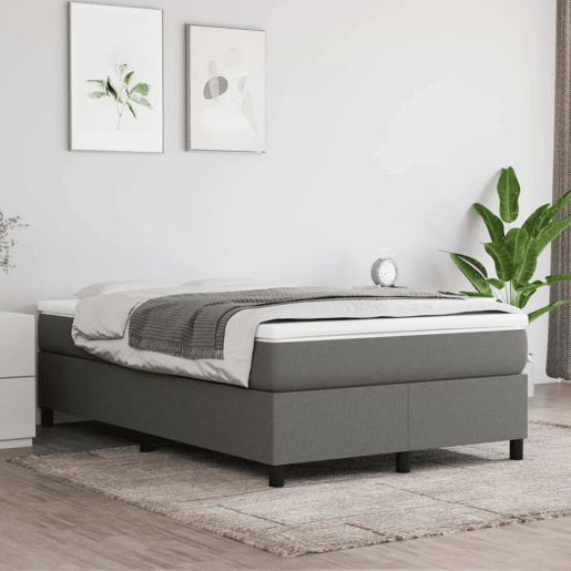 Estrutura de Cama de casal moderno com molas 120x200 cm tecido cinzento-escuro