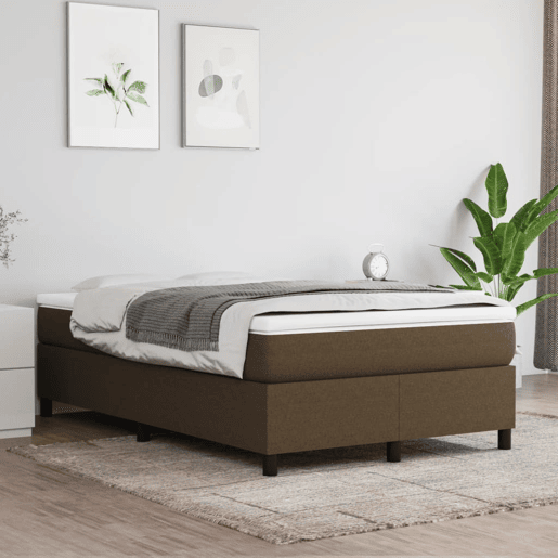 Estrutura de Cama de casal moderno com molas 120x200 cm tecido castanho-escuro