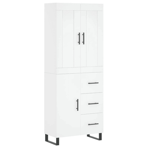 Armário alto - Bufete - Móvel de apoio 69,5x34x180 cm derivados de madeira branco pt726 Armário alto - Bufete - Móvel de apoio 69,5x34x180 cm derivados de madeira branco pt726