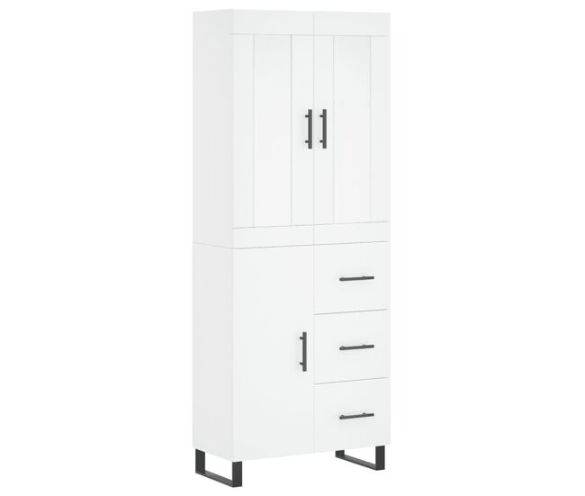 Aparador alto - mueble de almacenamiento madera contrachapada blanco 69,5x34x180 cm es726