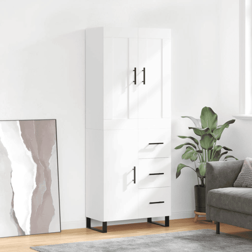Armário alto - Bufete - Móvel de apoio 69,5x34x180 cm derivados de madeira branco pt726 Armário alto - Bufete - Móvel de apoio 69,5x34x180 cm derivados de madeira branco pt726