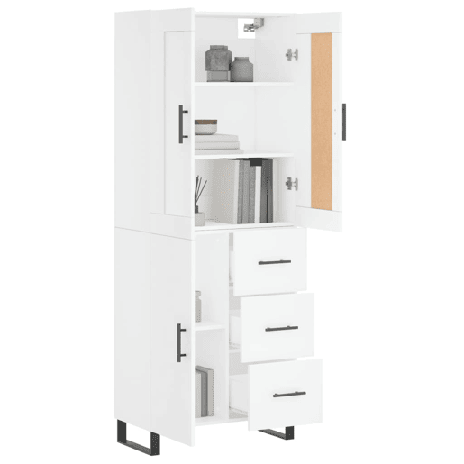 Armário alto - Bufete - Móvel de apoio 69,5x34x180 cm derivados de madeira branco pt726 Armário alto - Bufete - Móvel de apoio 69,5x34x180 cm derivados de madeira branco pt726